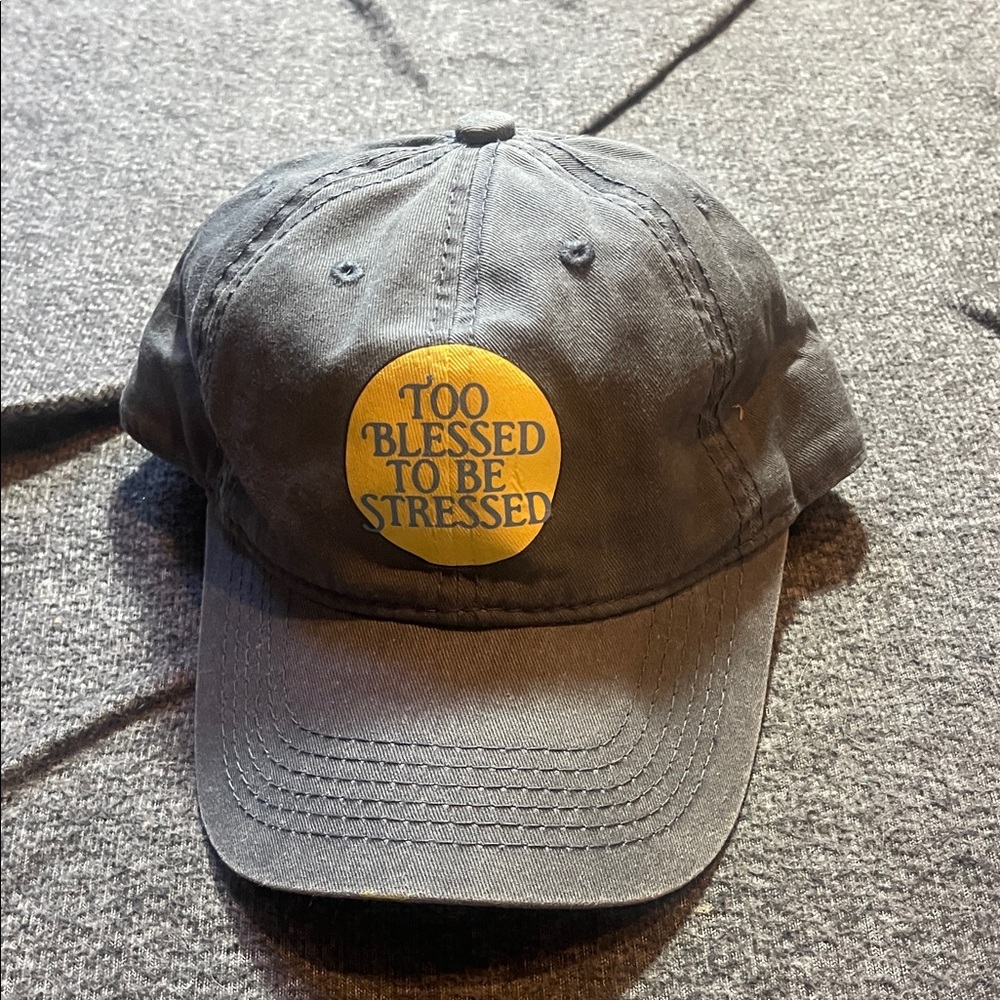 Too Blessed To Be Stressed Grey Baseball Cap